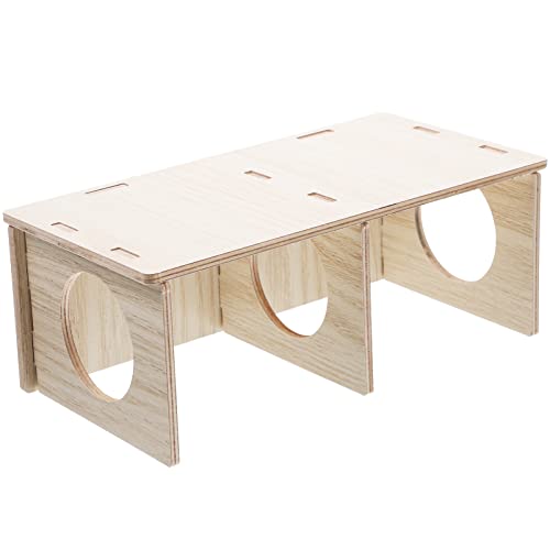 Sosoport Hamster Massivholzhaus Hamster-Labyrinth-kit Mauskäfige Und Lebensräume Hasenstreu Hamsterkammern Kleintierhängematte Hamsterhütte Reptil Kaninchenspielzeug Heu Wurf Yellow von Sosoport