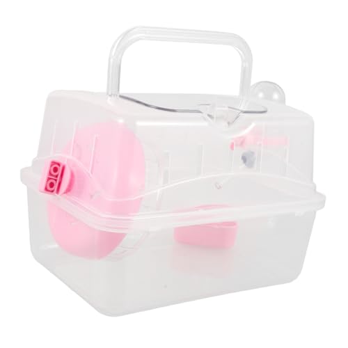 Sosoport Hamsterkäfig Hamster-Reisekäfig Tragbarer Outdoor-Träger Kaninchen-Reisekäfig Hamsterversteck Hamstertransportbox Hamster Käfig Kleiner Haustierträger Kleiner Haustierkäfig Plastik von Sosoport