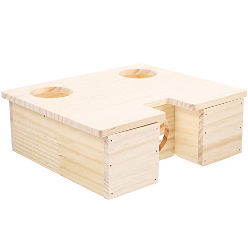 Sosoport Hamsterkäfig Holzhaus Meerschweinchen Spielzeug lebende Haustiere Hamster Hamsterhaus mit Labyrinth Hamsterhaus mit Mehreren Kammern -Kabinen-Spielzeug Holzhütte für Hamster von Sosoport