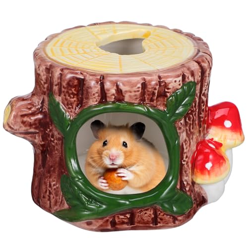 Sosoport Hamsternest Baumstumpf Meerschweinchen schlafendes Frettchen Ergänzungen für den Hamsterkäfig Igel-Labyrinth Hamster -Versteck Hamsterversteck aus Keramik Hamster-Sommerhütte von Sosoport