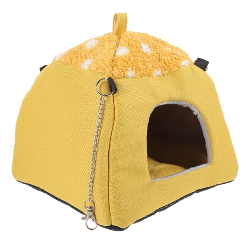 Sosoport Hamsternest Warmes Hamsterversteck Hamsterbett Schlafkäfig Für Meerschweinchen Hamster-Accessoire Hängende Hamsterhängematte Dekorative Hamsterhütte Stoff Goldener Bär Rennmaus von Sosoport