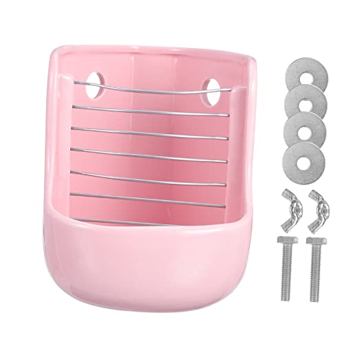 Sosoport Hasengrasständer Futterspender Für Kaninchen Kaninchenkrippe Rennmaus Fressnäpfe Chinchilla Guinea-Feeder Häschen-Feeder Igelschalen Aus Porzellan Nagetier Essen Keramik Rosa von Sosoport