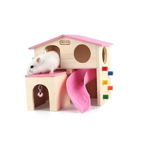 Sosoport Haustierhaus Einstreu für Meerschweinchen Hamsterzubehör Betthamster Farbenfrohes Hamsterhaus Kreatives Hamsterspielzeug Hamsterhütte aus Holz Hamsterhaus aus Holz Hölzern von Sosoport