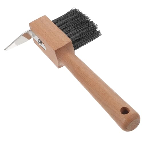 Sosoport Hufeisenhaken Ziegenklauenschneider Pferd Haustiertrimmer Fuß Bausatz hufmesser Hufschneider mit Holzgriff Hufeisenreparaturbürste Klauenschneider für Rinder Rostfreier Stahl Brown von Sosoport