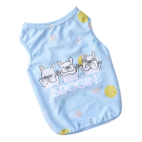 Sosoport Hund Weste Stoff blaues Tanktop Sommerkleidung für Hunde Hund Sommerweste Stoff Blaue Bluse Tanktops Muskelshirt Haustier Sommerkostü Haustierkleidung Star Französische Bulldogge von Sosoport