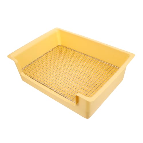 Sosoport Kasten Kaninchentoilette Katzentoiletten Für Frettchen Kleine Haustierkäfigversorgung Hasenkäfig-Toilette Zubehör Für Zwergkaninchen Anti-Fall-häschen-töpfchen Yellow Metall von Sosoport