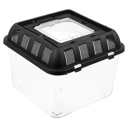 Sosoport Kasten Kleine Zuchtbox Für Haustiere Träger Fisch Tragbarer Panzer Lebensraum Für Reptilien Springende Spinne Futterspender Fall Gecko-futterzange Anlage Gecko-Essen Plastik Black von Sosoport