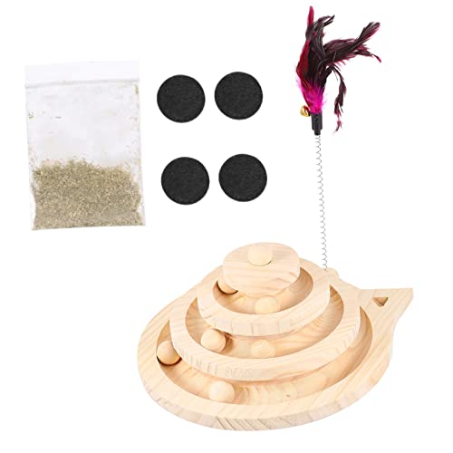 Sosoport Katzen Drehteller Kätzchen Drehteller Mit Ball Katzenspielzeug Kätzchen Drehteller Aus Holz Interaktiver Katzen Drehteller Kätzchen Spielzeug Katzen Holz Drehteller von Sosoport