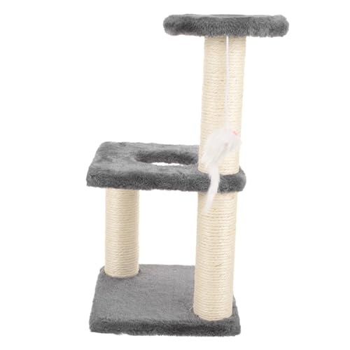 Sosoport Klettergerüst Für Katzen Katzenkratzbaum Bodenkratzstange Kratzbaum Für Katze Bequemer Kätzchenkratzer Kratzbaum Für Den Haushalt Kratzstange Mit Kratzspielzeug MDF Light Grey von Sosoport