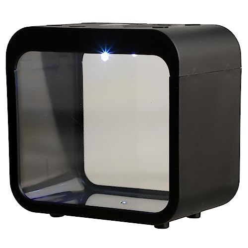 Sosoport Kreatives Aquarium Aquarium Für Kampffische Mini- Algen Dekoration Fischglas-zubehör Aquarium Mit Led-licht Aquarien-kit Anlage Fisch-Betta-Becken Plastik Black von Sosoport