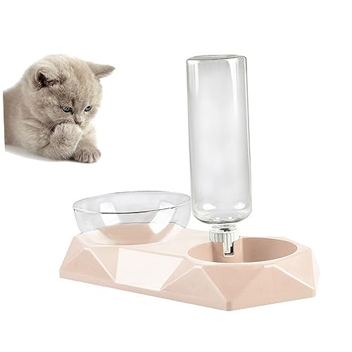 Sosoport Schüsseln für Haustiere verstellwinkel pet Feeder Futterschale Easy putz Automatic Water Dispenser Entfernbar katzennäpfe Futternapf für Katzen Hundefutter Doppelter Hundenapf Rosa von Sosoport