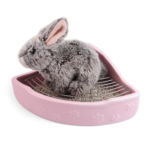 Sosoport Toilettenbecken Für Haustiere Kaninchentoilette Haustiertoilette Haustier-reinigungstoilette Hasen-katzentoilette Töpfchen-Trainer-Ecke Meerschweinchen-Toilette Hamster Rosa von Sosoport