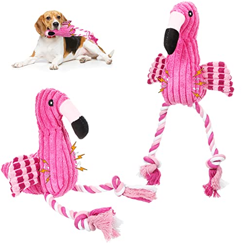 Sotiff Flamingo-Hundespielzeug, Plüsch-Spielzeug, niedliches rosa Hundespielzeug, quietschendes Spielzeug, Welpe, quietschendes Spielzeug, interaktives Stoffseil, Haustierspielzeug für kleine, von Sotiff