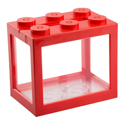 Dekorative Fischtank Mini Fischtank Dekorative stapelbare Acryl kleine Fischtank für Büro Tee Dekor Fischschalen Rot, dekoratives Mini -Aquarium von SouiWuzi