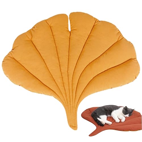 SouiWuzi Cat Pet Matte Blatt Katzenbett doppelseitige Blätter geformte Katzenmattenbett weiche Waschanlagen Flacher Katzenbett PP Baumwollfüllung Haustiermatte für Winter Hundekatze Ginkgo Blatt von SouiWuzi