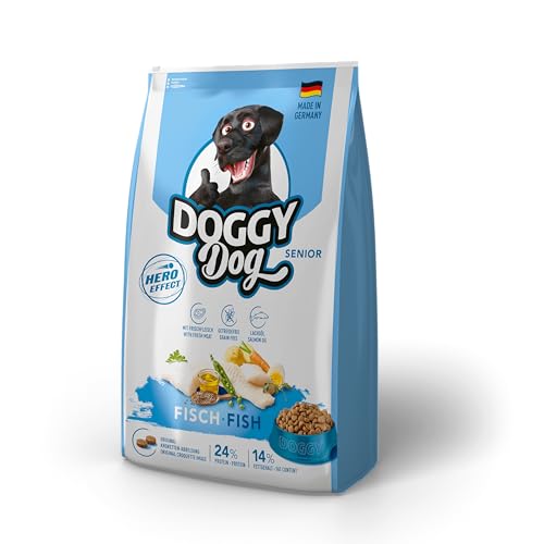 DOGGY Dog Fisch Senior, 10 kg, Trockenfutter mit hohem Fleischanteil für ältere Hunde, getreidefreies Hundefutter mit Lachsöl, Made in Germany von Doggy Dog