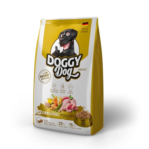 DOGGY Dog Geflügel Adult, 10 kg, Trockenfutter mit hohem Fleischanteil für ausgewachsene Hunde, getreidefreies Hundefutter mit Lachsöl, Made in Germany von Doggy Dog