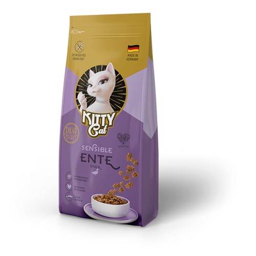 KITTY Cat Ente Sensible, 3 x 3 kg, Trockenfutter mit hohem Fleischanteil für empfindliche Katzen, getreidefreies Katzenfutter mit Taurin und Lachsöl, Made in Germany von KITTY Cat