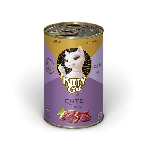 KITTY Cat Paté Ente, 6 x 400 g, Nassfutter für Katzen, getreidefreies Katzenfutter mit Taurin, Lachsöl und Grünlippmuschel, Alleinfuttermittel mit hohem Fleischanteil, Made in Germany von KITTY Cat