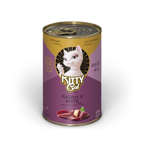 KITTY Cat Paté Fasan & Ente, 6 x 400 g, Nassfutter für Katzen, getreidefreies Katzenfutter mit Taurin, Lachsöl und Grünlippmuschel, Alleinfuttermittel mit hohem Fleischanteil, Made in Germany von KITTY Cat