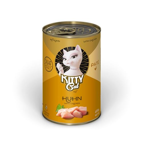 KITTY Cat Paté Huhn, 6 x 400 g, Nassfutter für Katzen, getreidefreies Katzenfutter mit Taurin, Lachsöl und Grünlippmuschel, Alleinfuttermittel mit hohem Fleischanteil, Made in Germany von KITTY Cat