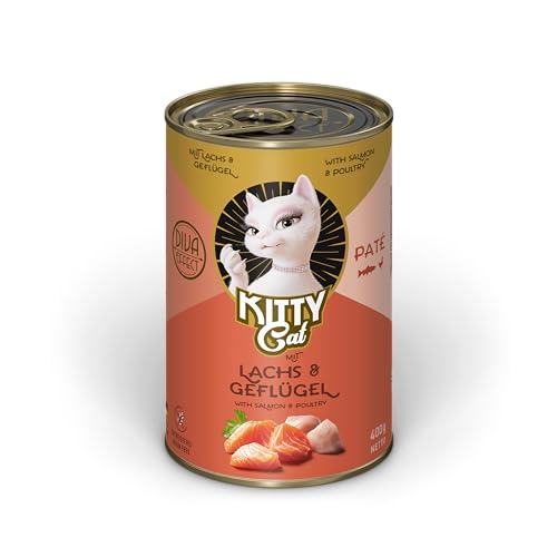 KITTY Cat Paté Lachs & Geflügel, 6 x 400 g, Nassfutter für Katzen, getreidefreies Katzenfutter mit Taurin, Lachsöl und Grünlippmuschel, Alleinfuttermittel mit hohem Fleischanteil, Made in Germany von KITTY Cat