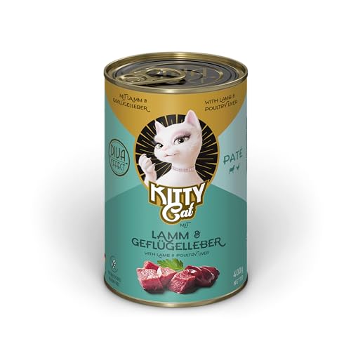 KITTY Cat Paté Lamm & Geflügelleber, 6 x 400 g, Nassfutter für Katzen, getreidefreies Katzenfutter mit Taurin, Lachsöl und Grünlippmuschel, Alleinfuttermittel mit hohem Fleischanteil, Made in Germany von KITTY Cat