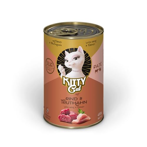 KITTY Cat Paté Rind & Truthahn, 6 x 400 g, Nassfutter für Katzen, getreidefreies Katzenfutter mit Taurin, Lachsöl und Grünlippmuschel, Alleinfuttermittel mit hohem Fleischanteil, Made in Germany von KITTY Cat