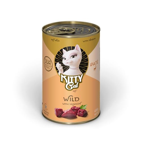 KITTY Cat Paté Wild, 6 x 400 g, Nassfutter für Katzen, getreidefreies Katzenfutter mit Taurin, Lachsöl und Grünlippmuschel, Alleinfuttermittel mit hohem Fleischanteil, Made in Germany von KITTY Cat