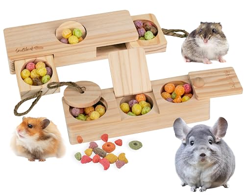 SoulThink Interaktives Meerschweinchenspielzeug - Rattenspielzeug aus Holz für Haustierratten, Anreicherung & Futtersuche Aktivität für Hamster Sniff n' Snack Puzzle für alle kleinen Nager (2 Sets) von SoulThink