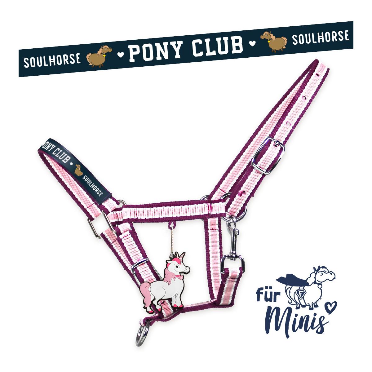 Soulhorse Halfter Shetty- & Mini-Shetty "PONY CLUB" inkl. Anhänger Grösse Halfter: Mini Shetty, Farbe: Berry Flavour von Soulhorse