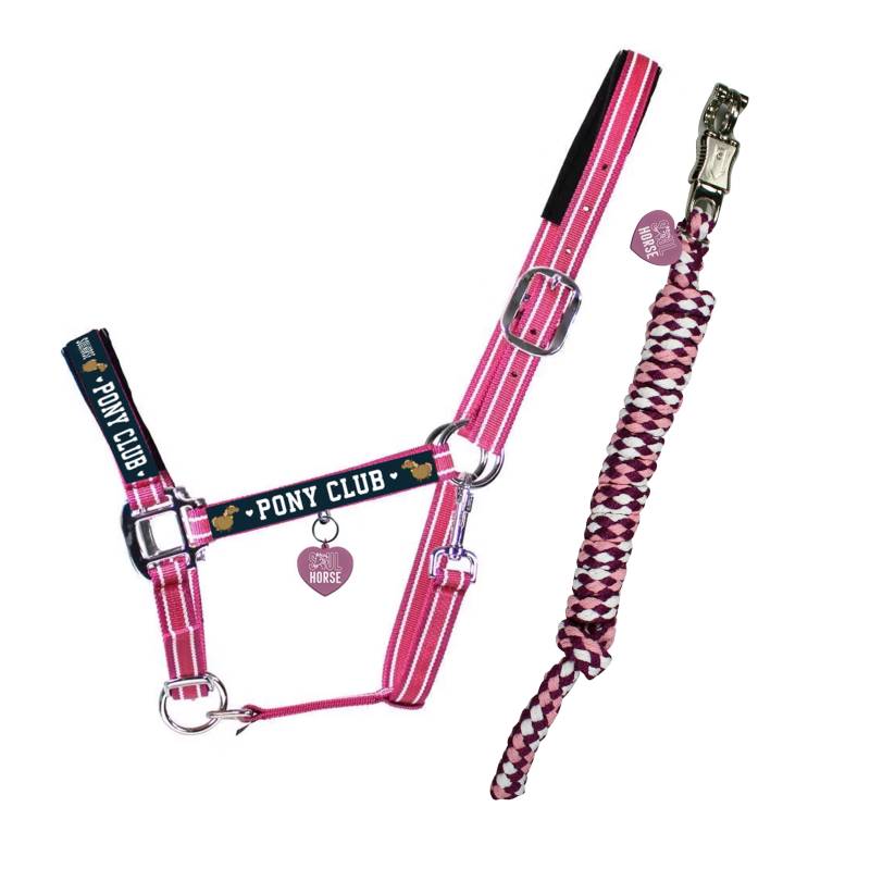 Soulhorse Halfter & Strick Set "Pony Club" Grösse Pferd: Cob, Farbe: Pink von Soulhorse