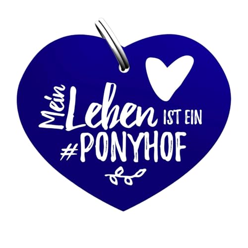 Soulhorse Marke Pferd Pony Glücksmarke Pferdemarke Gücksbringer Schutzengel Sattel Herz Trense Zaumzeug Schlüsselanhänger Talisman für Tiere und Menschen (Blau, Mein Leben ist EIN Ponyhof) von Soulhorse