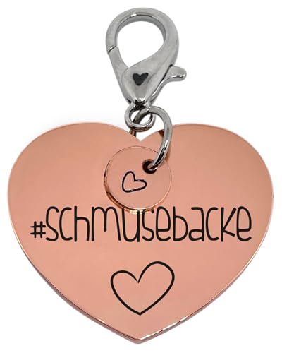 Soulhorse Marke Pferd Pony Hund Glücksmarke Pferdemarke Gücksbringer Schutzengel Sattel Herz Trense Zaumzeug Vorderzeug Schlüsselanhänger Talisman für Tiere und Menschen (Rosegold, Schmusebacke) von Soulhorse