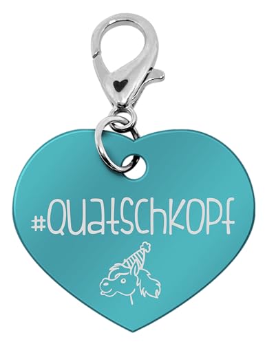 Soulhorse Marke Pferd Pony Hunde Glücksmarke Pferdemarke Gücksbringer Schutzengel Sattel Herz Trense Zaumzeug Vorderzeug Schlüsselanhänger Talisman für Tiere und Menschen (Aqua, Quatschkopf) von Soulhorse