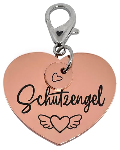 Soulhorse Marke Pferd Pony Hunde Glücksmarke Pferdemarke Gücksbringer Schutzengel Sattel Herz Trense Zaumzeug Vorderzeug Schlüsselanhänger Talisman für Tiere und Menschen (Rosegold, Schutzengel) von Soulhorse