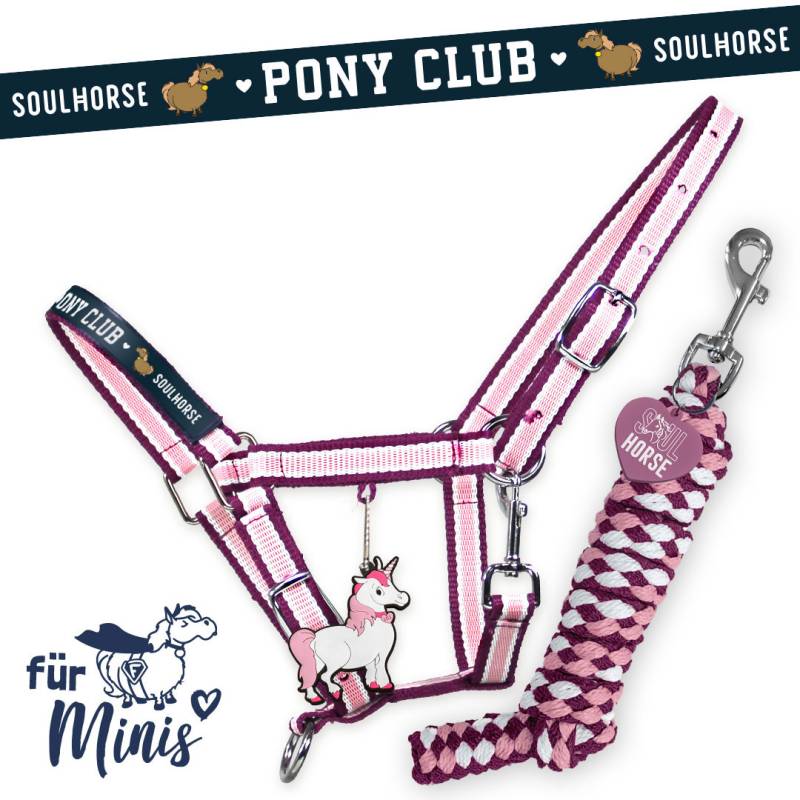 Soulhorse Shetty & Mini Halfter- & Strick Set "Pony Club" Farbe: Berry Flavour, Grösse Halfter: Mini Shetty von Soulhorse