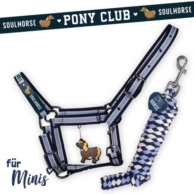 Soulhorse Shetty & Mini Halfter- & Strick Set "Pony Club" Grösse Halfter: Mini Shetty, Farbe: Arctic Blue von Soulhorse