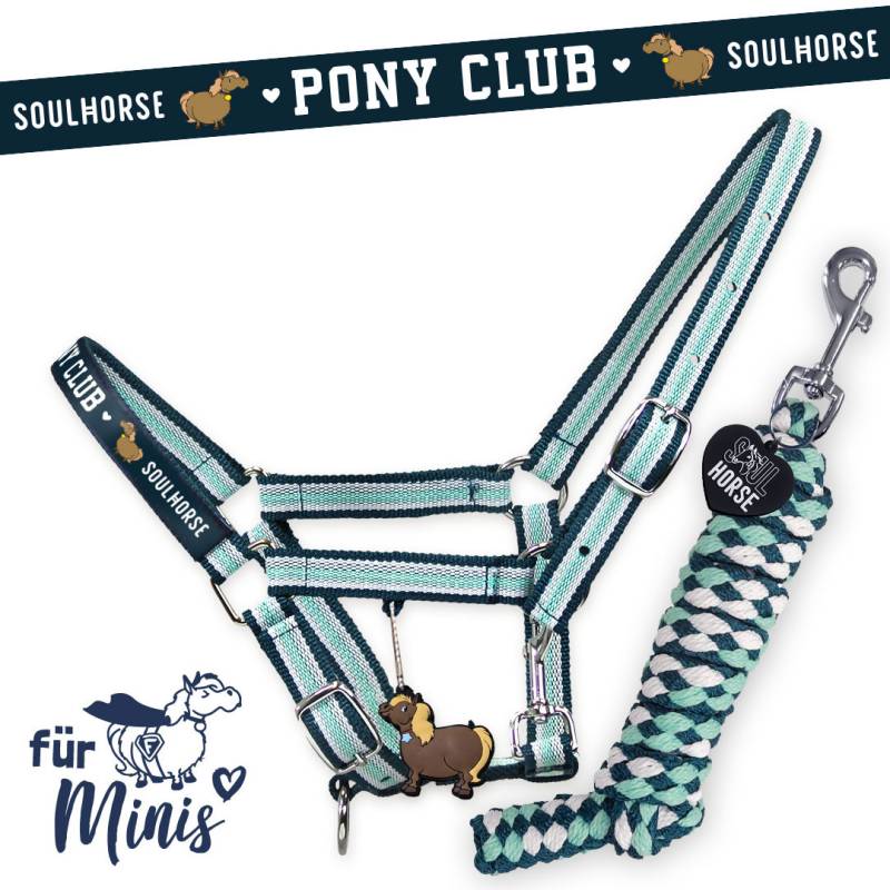 Soulhorse Shetty & Mini Halfter- & Strick Set "Pony Club" Grösse Halfter: Mini Shetty, Farbe: Island Green von Soulhorse