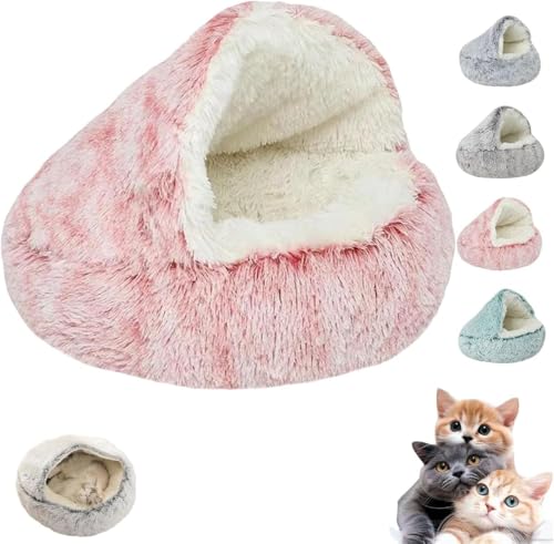 Soumiey Lapcatz Nest Bed, Lapcatz Bed, Enclosed Pet Nest, Covered Warm Cat Bed, Cat Bed for Indoor Cat Cave and Calming Dog Bed, Cat Bed Round Plush Fluffy Hooded Calming Cat Bed Cave (Pink, 40cm) von Soumiey