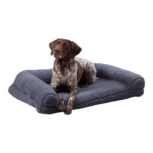 South Pine Porch Molly Cozy Sherpa-Sofa-Hundebett mit abnehmbarem Bezug, Größe L, 91,4 x 61 cm, Blauer Stahl von South Pine Porch