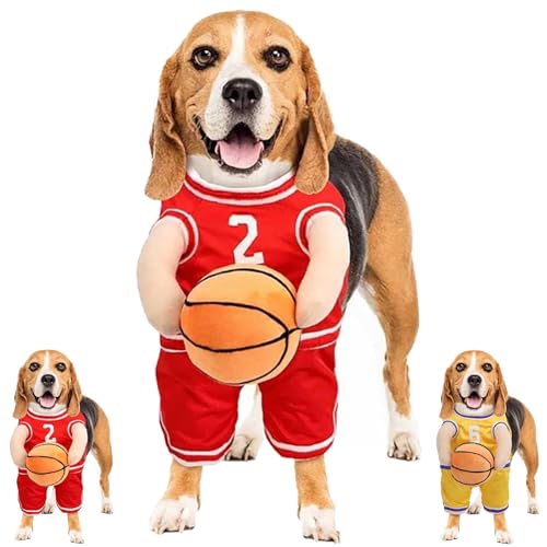 Dog Basketball Costume with Ball, Basketball Dog Costume, Dog Basketball Halloween Costume, Dog Basketball Player Costume with Ball, Dog Basketball Costume Holding Ball (L,Red) von Sovtay