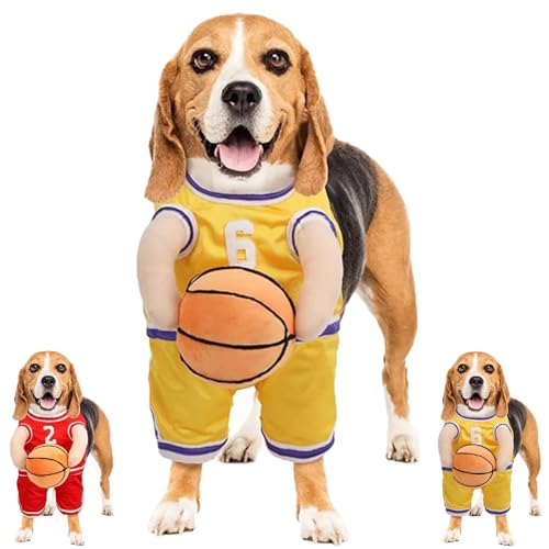 Dog Basketball Costume with Ball, Basketball Dog Costume, Dog Basketball Halloween Costume, Dog Basketball Player Costume with Ball, Dog Basketball Costume Holding Ball (L,Yellow) von Sovtay