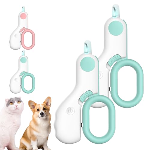 Interferek LED Pet Nail Clipper, LED Pet Nail Clippers for Cats Interferek, New Cat Nail Clipper with Light Cat Claw Clippers Trimmer, Cat Nail Clippers, Pet Nail Clippers with LED Light (2Blue) von Sovtay