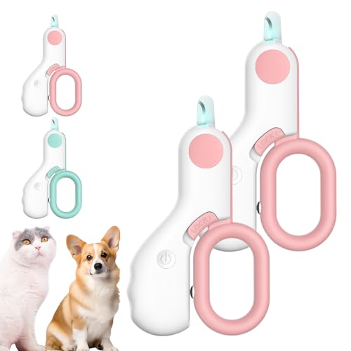 Interferek LED Pet Nail Clipper, LED Pet Nail Clippers for Cats Interferek, New Cat Nail Clipper with Light Cat Claw Clippers Trimmer, Cat Nail Clippers, Pet Nail Clippers with LED Light (2Pink) von Sovtay