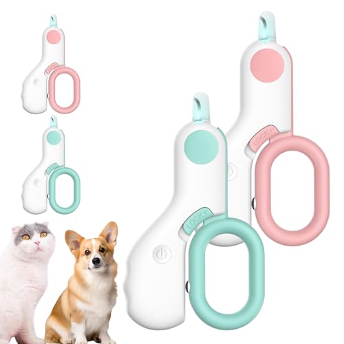 Interferek LED Pet Nail Clipper, LED Pet Nail Clippers for Cats Interferek, New Cat Nail Clipper with Light Cat Claw Clippers Trimmer, Cat Nail Clippers, Pet Nail Clippers with LED Light (Blue+Pink) von Sovtay