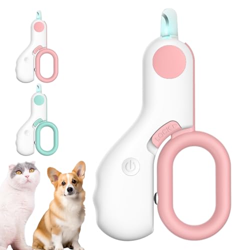 Interferek LED Pet Nail Clipper, LED Pet Nail Clippers for Cats Interferek, New Cat Nail Clipper with Light Cat Claw Clippers Trimmer, Cat Nail Clippers, Pet Nail Clippers with LED Light (Pink) von Sovtay