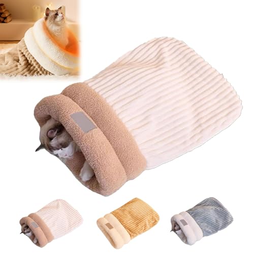 Katzen-Winterschlafsack, 2024 Neuer Katzenschlafsack, Katzenschlafsack für Hauskatzen, Winter-Katzenschlafsack, weicher Plüsch-großer Katzensack, selbstwärmendes Katzenbett für drinnen (L,Rosa) von Sovtay