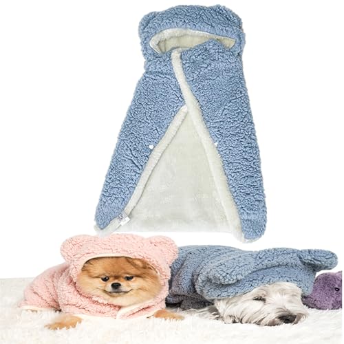 Pet Cape Blanket, Dog Cape Blanket, Pet Robes for Dogs, Wearable Blanket for Dogs, Pet Robe Blanket Pet Clothing Warm Sleeping Blanket (S,Blue) von Sovtay