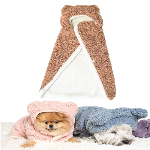 Pet Cape Blanket, Dog Cape Blanket, Pet Robes for Dogs, Wearable Blanket for Dogs, Pet Robe Blanket Pet Clothing Warm Sleeping Blanket (S,Brown) von Sovtay